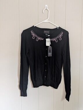 Orphan Black Hot Topic Women's Black Pink Button Up Cardigan Size Small